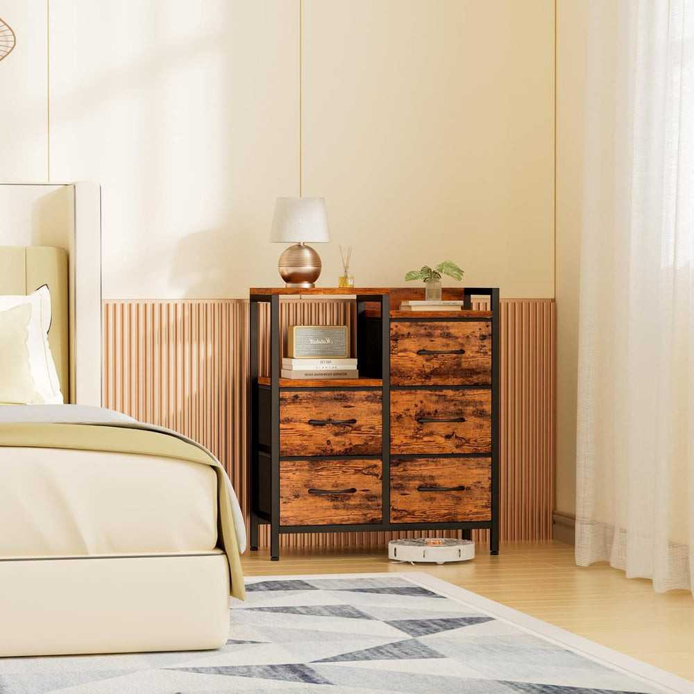 Rustic Brown Dressers for Bedroom, 5 Drawer Dresser for Closet