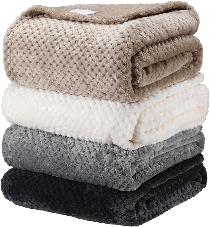 Newwiee 4 Pcs Flanne Fleece Throw Blanket by Newwiee