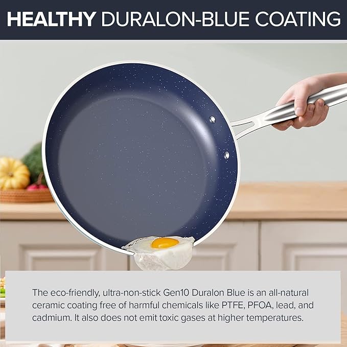Nuwave 7pc Cookware Set Healthy Duralon Blue Ceramic Nonstick Coated, Diamond - Image 7