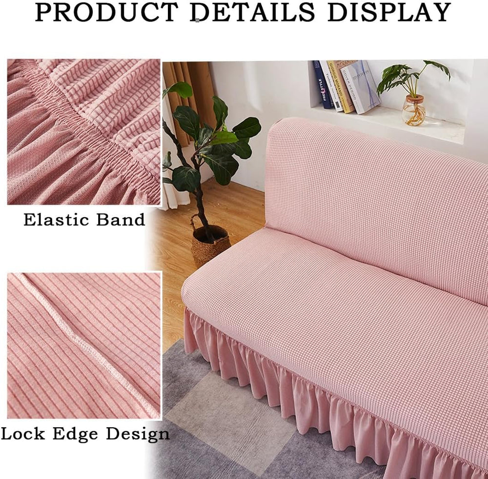 Futon Cover Slipcover Removable Armless Sofa Bed Slipcovers Full Size with Sk...