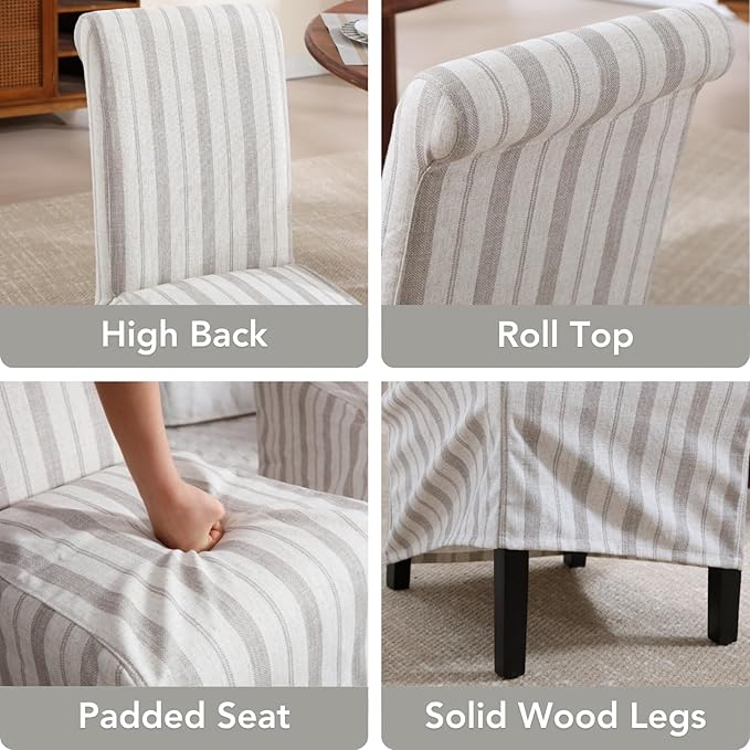 chairus Slipcovered Parsons Dining Chairs Set of 2, Upholstered Dining Room C...