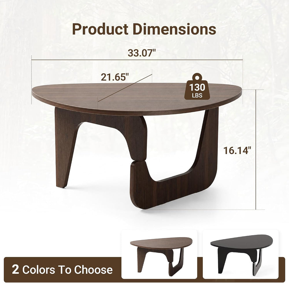 Seang Walnut Coffee Table, Mid Century Modern Center Table for Living Room
