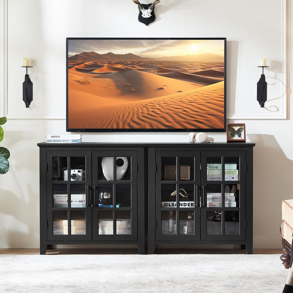 Joaxswe Large Sideboard Buffet Cabinet with Storage, 32" Black Farmhouse...