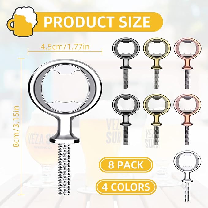 Metal Bottle Opener Insert Kits 8 Pack Blank Stainless Steel DIY Hardware Flat - Image 2