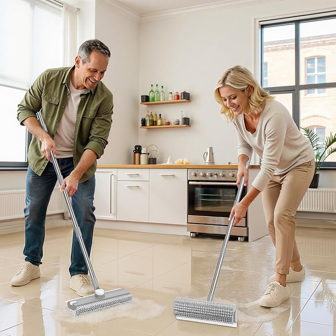 Floor Scrub Brush with Long Handle: 3 in 1 Heavy-Duty Floor Scrubber Brush with - Image 7
