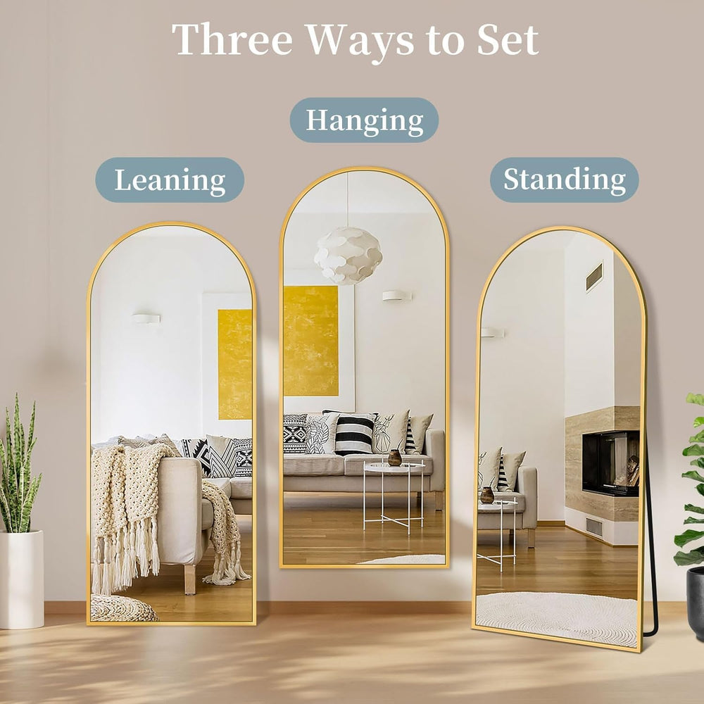 56"x15" Arched Full Length Mirror with Stand,Full Body Floor Mirror