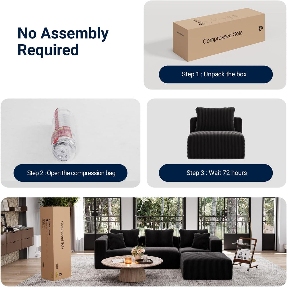Avenco 35.4” Modular Ottoman, Corduroy Fabric, Zero Assembly Multifunctional ...