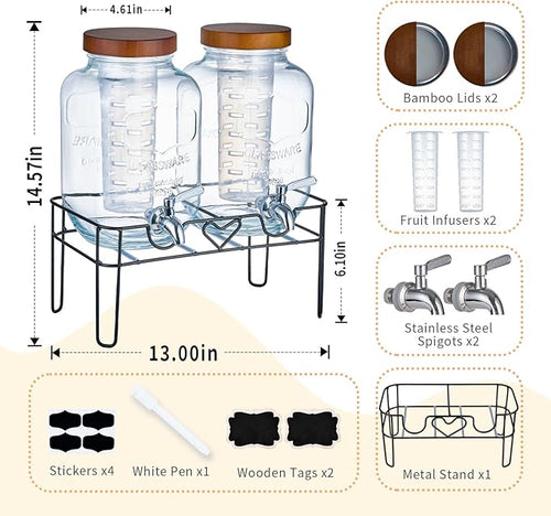 2 Pack1Gallon Glass Drink Dispenser - Image 2