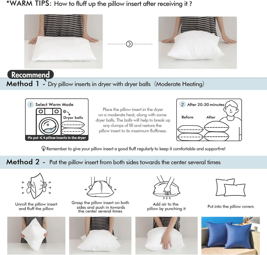 MIULEE 2 Pack 12x20 Outdoor Rectangle Pillow Inserts for Patio Sofa Garden | Waterproof Decorative Throw Pillow Inserts for Patio Sofa Garden Porch Couch