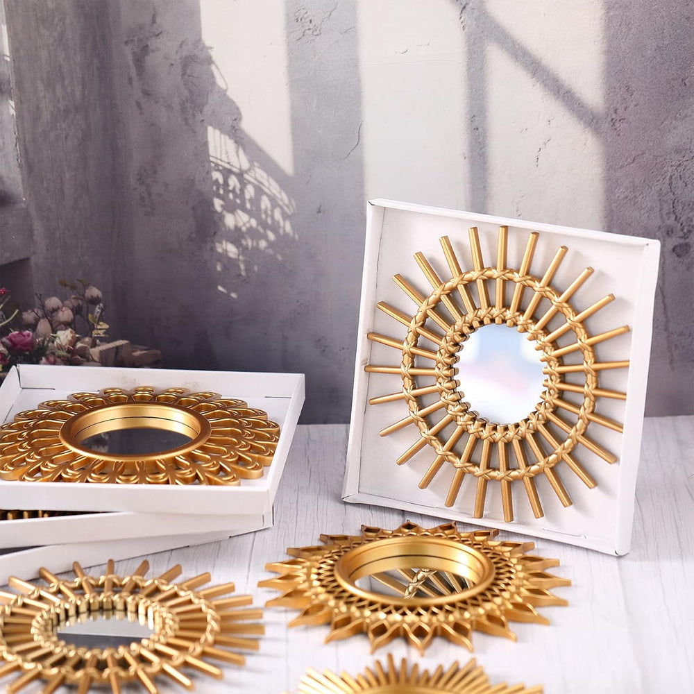 Namalu 6 Pcs Sunburst Round Mirror for Wall Decor, Classic, Gold