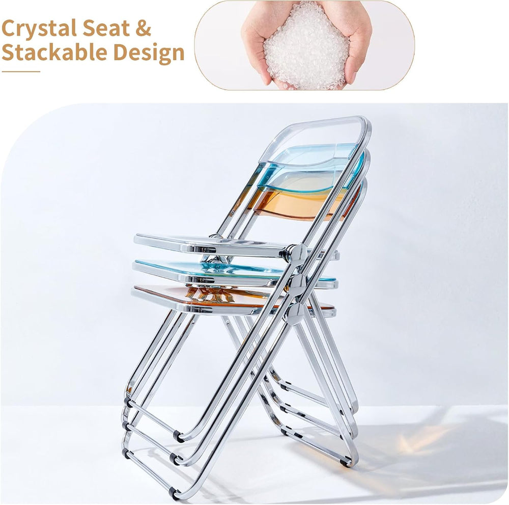 Acrylic Folding Chair Morden Chrome Chair-Black
