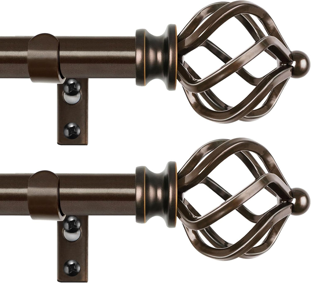 KAMANINA 2 Pack Curtain Rods 32 to 58 Inch, Adjustable Single Rod, Bronze
