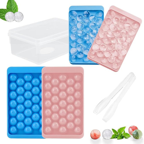 2 Pack Ice Cube Trays Set -with Lids, Storage Container & Ice Tongs, 66-Count by WELKORCateringEquipment