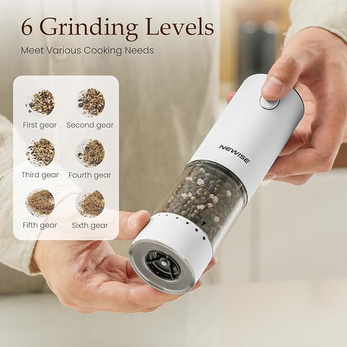 Electric Salt and Pepper Grinder Set, Rechargeable - Image 2