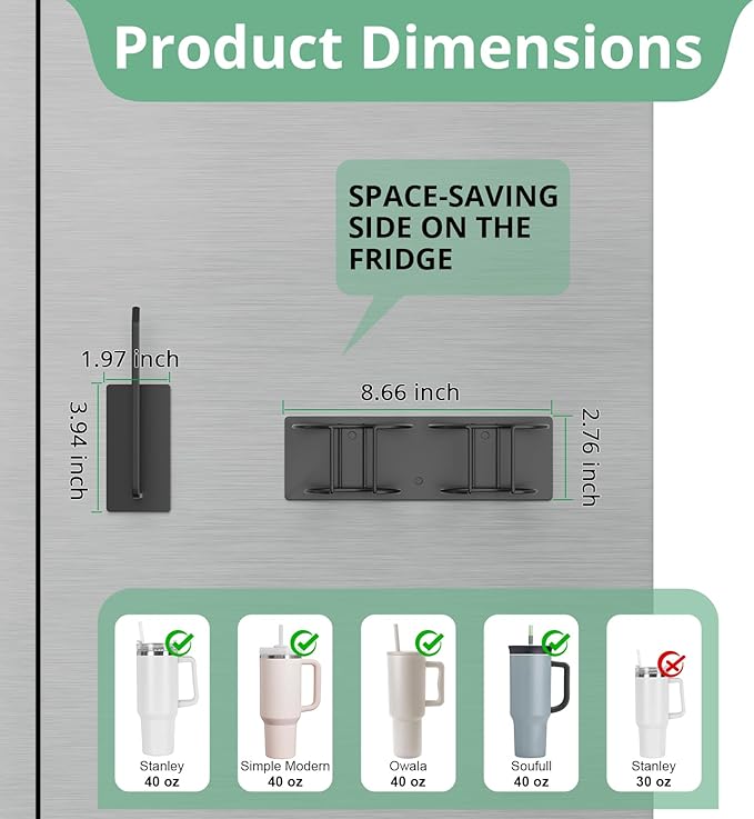 Magnetic Stanley Cup Holder for Refrigerator, Water Bottle Organizer for - Image 3