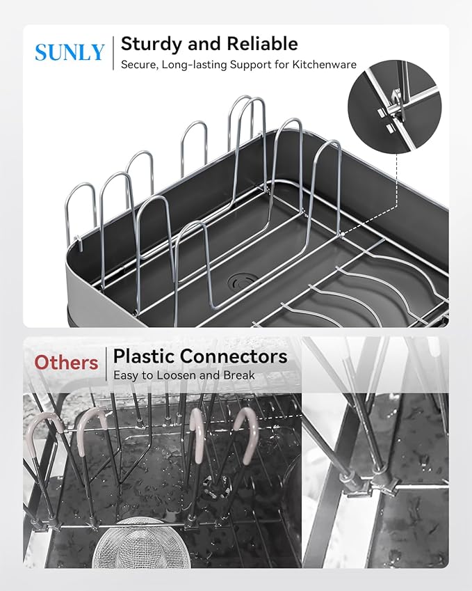 SUNLY Expandable Dish Drying Rack, Versatile Brackets