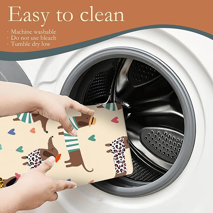 Dachshunds Dogs Dish Drying Mats 18x24 Inch, Leopard Print Hearts Dish Pad - Image 5