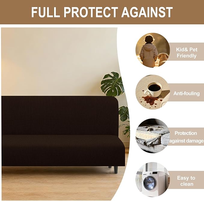 U-NICE HOME Stretch Futon Cover Armless Bed Slipcover - Image 4