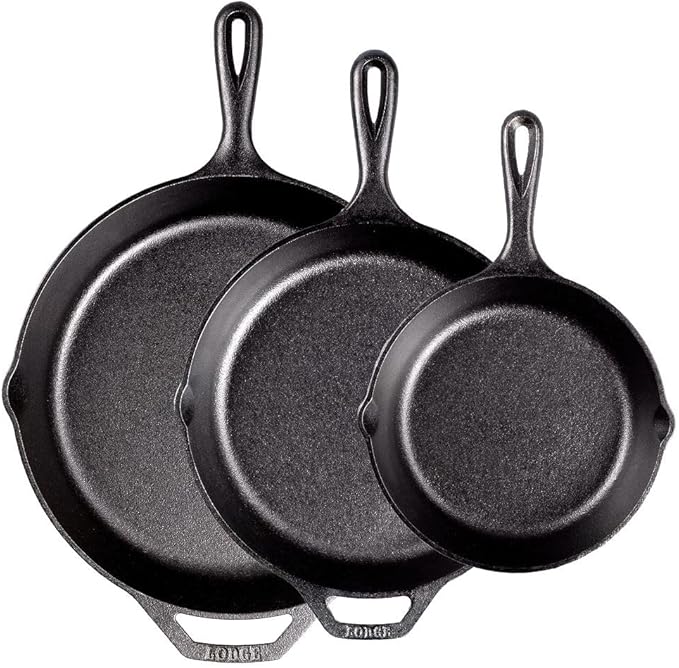 Lodge Seasoned Cast Iron Skillet Set 8, 10.25 & 12 Inches - Image 2