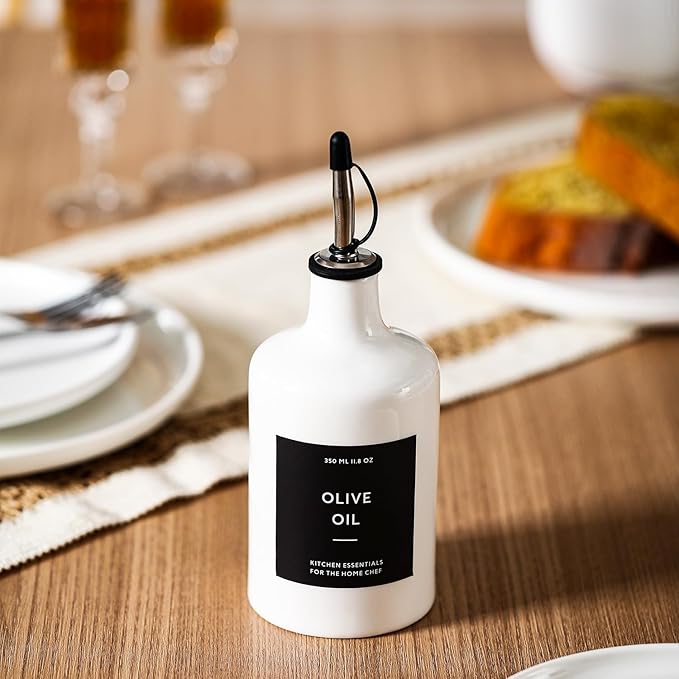 HOMCDALY Ceramic Olive Oil Dispenser Bottle, 16oz Oil Dispenser Bottle - Image 8
