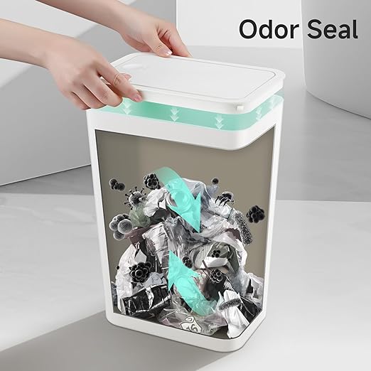 TIPGO Bathroom Trash Can with Lid, 4 Gallon / 15 Liter Small Garbage Can - Image 5