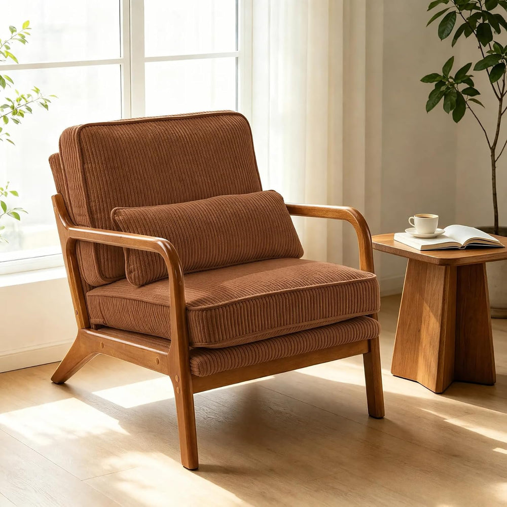 Karl home Mid-Century Modern Accent Reading Chair, Brown