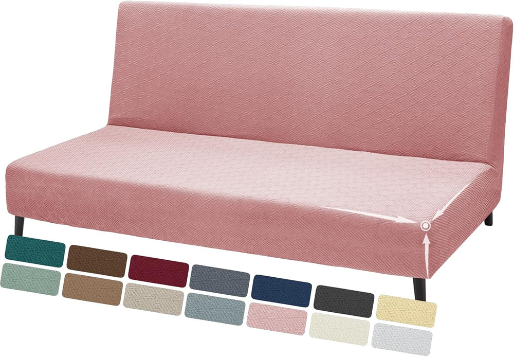 Stretch Fit Futon Cover (67"-82") Armless Futon Sofa Bed Slipcover ...