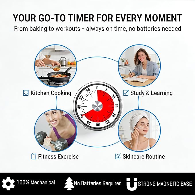 Kitchen Magnetic Visual Cooking Mechanical Timer - Image 7