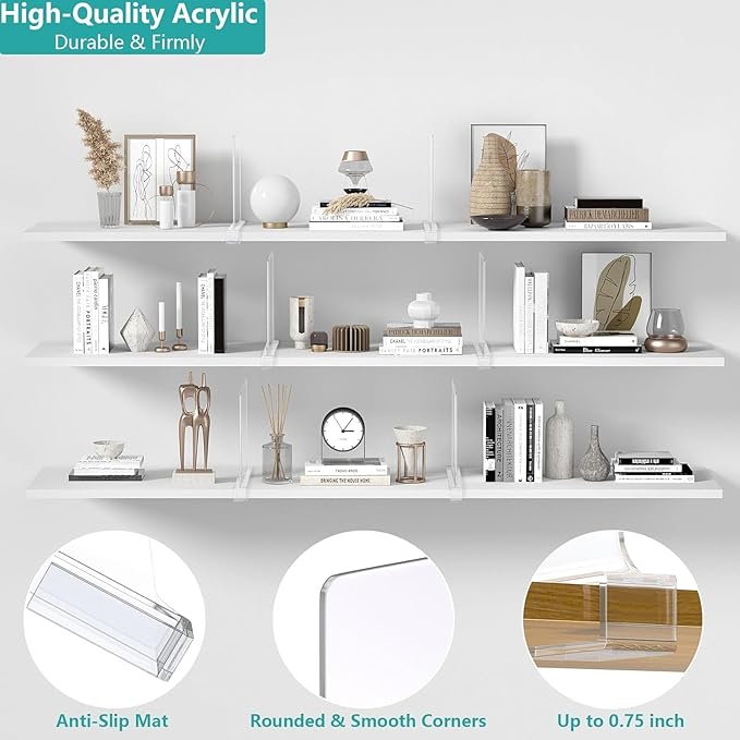 4 PCS Shelf Dividers for Closet Organization Acrylic Clear Closet Shelf Divider - Image 3
