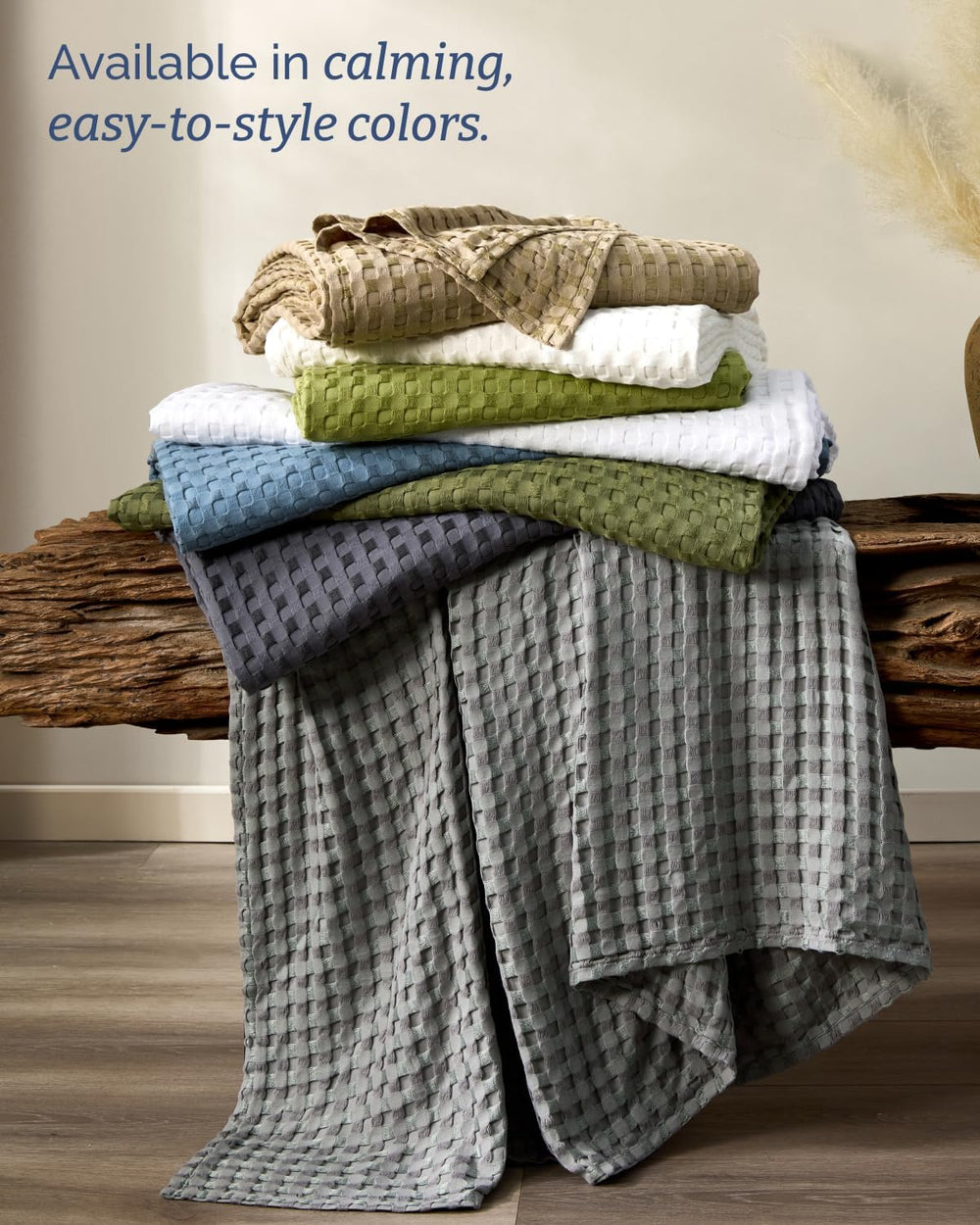 Cooling Waffle Blanket for Hot Sleepers - Queen Size, 90x90, Taupe