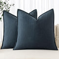 MIULEE Decorative Linen Euro Sham Pillow Covers 24x24 Navy Blue ​Boho by MIULEE
