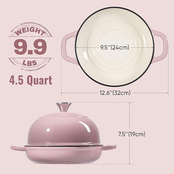 4.5 QT Dutch Oven for Bread Baking, Cast Iron Bread Oven for Sourdough - Image 3