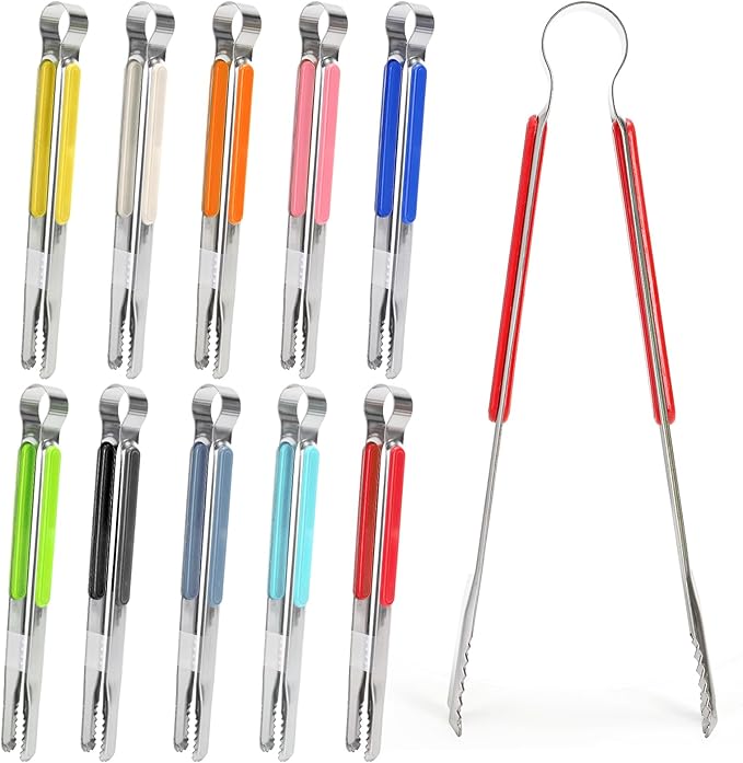 10 Pack Stainless Steel Kitchen Tong, 10 inch Heavy Duty Serving Tong by Nagpew