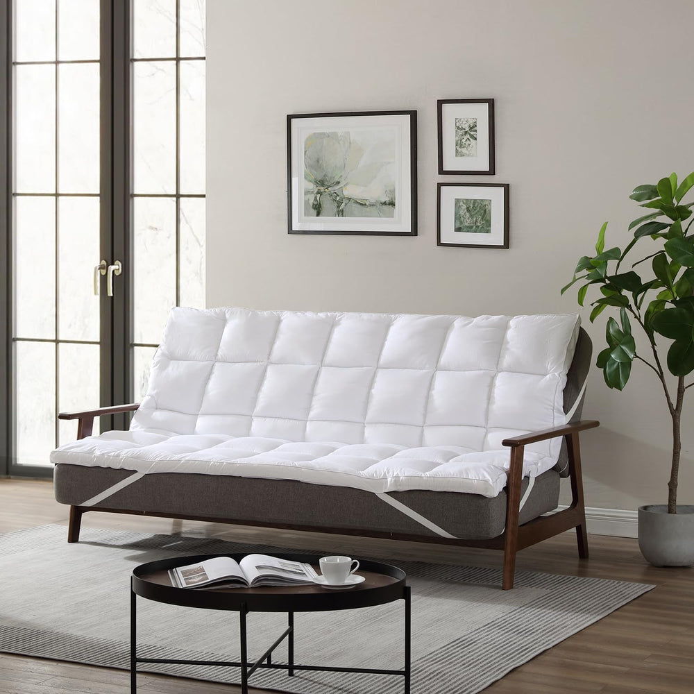 CirclesHome White Futon Mattress Toppers with Anti-Slip Anchors - Futon Cover...
