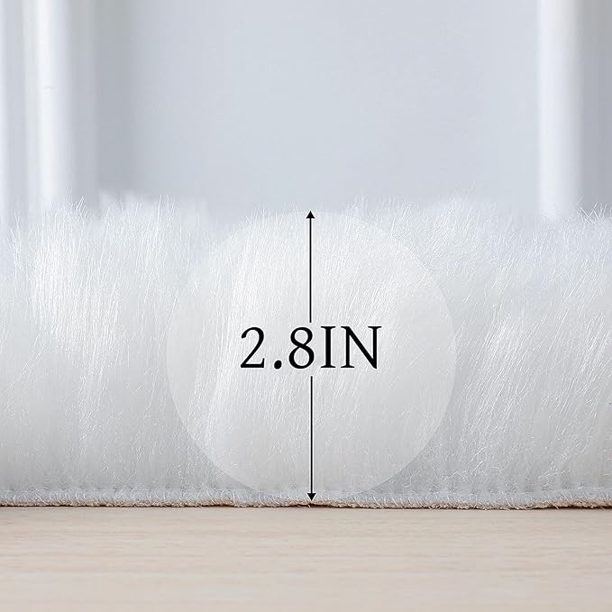 linmopm Faux Fur Rug Sheepskin Shag Fluffy Fuzzy White 3x4 ft Rugs - Image 2