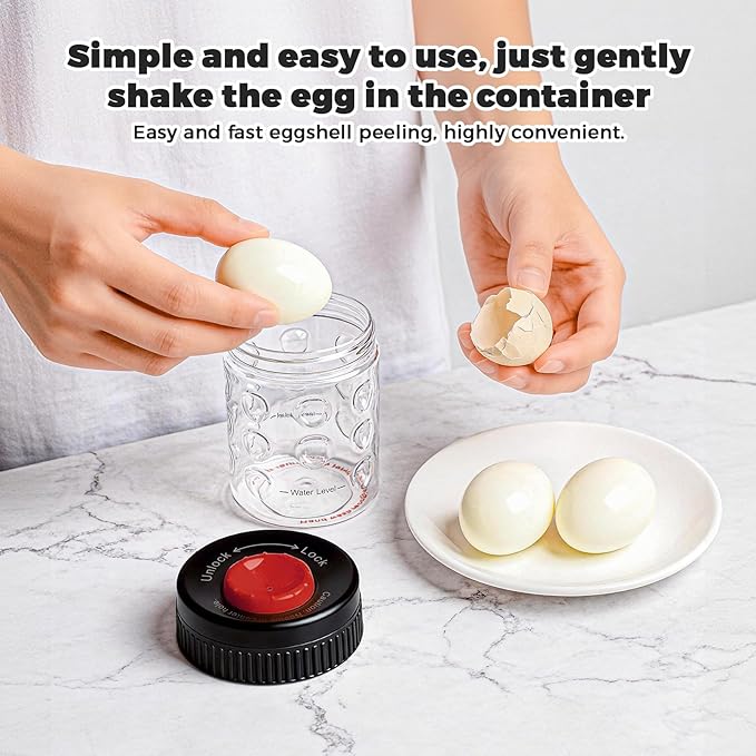 2 in 1 Egg Peeler with Piercer, Hard Boiled Egg Shell Remover Tool with Rotary - Image 5