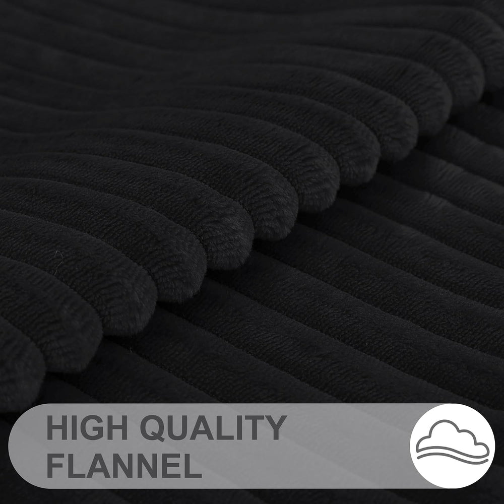 Simmore Fall Soft Black Flannel Throw Pillow Covers 26X26 Set of 2