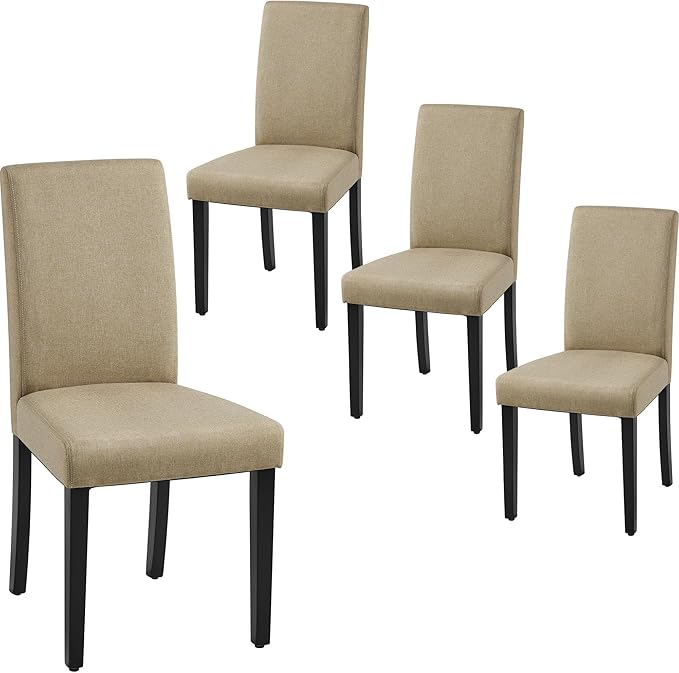 Yaheetech Dining Chairs Set of 4 Fabric Parson Upholstered Kitchen Chairs wit...