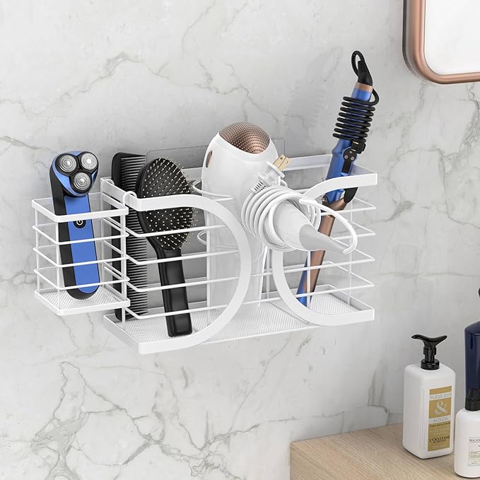 Hair Dryer Holder 3in1 Hair Tool Organizer/Wall Mounted, Cabinet Door or - Image 2