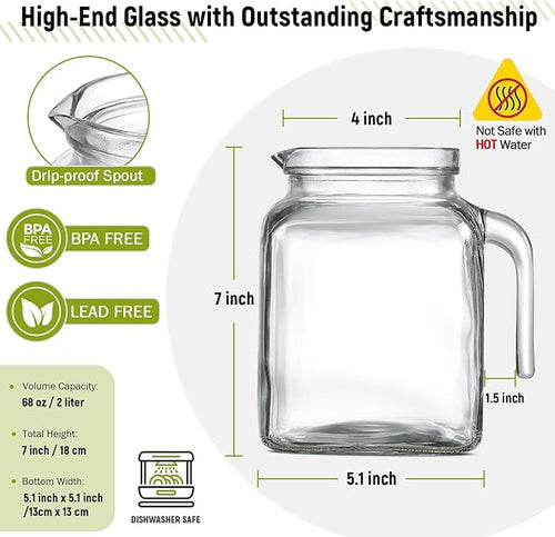 68 Oz Seal Pitcher With Lid and Spout, Large Iced Tea Pitcher - Image 2
