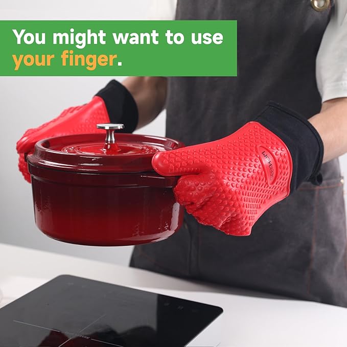 GEEKHOM BBQ Gloves Heat Resistant Oven Mitts - Image 5