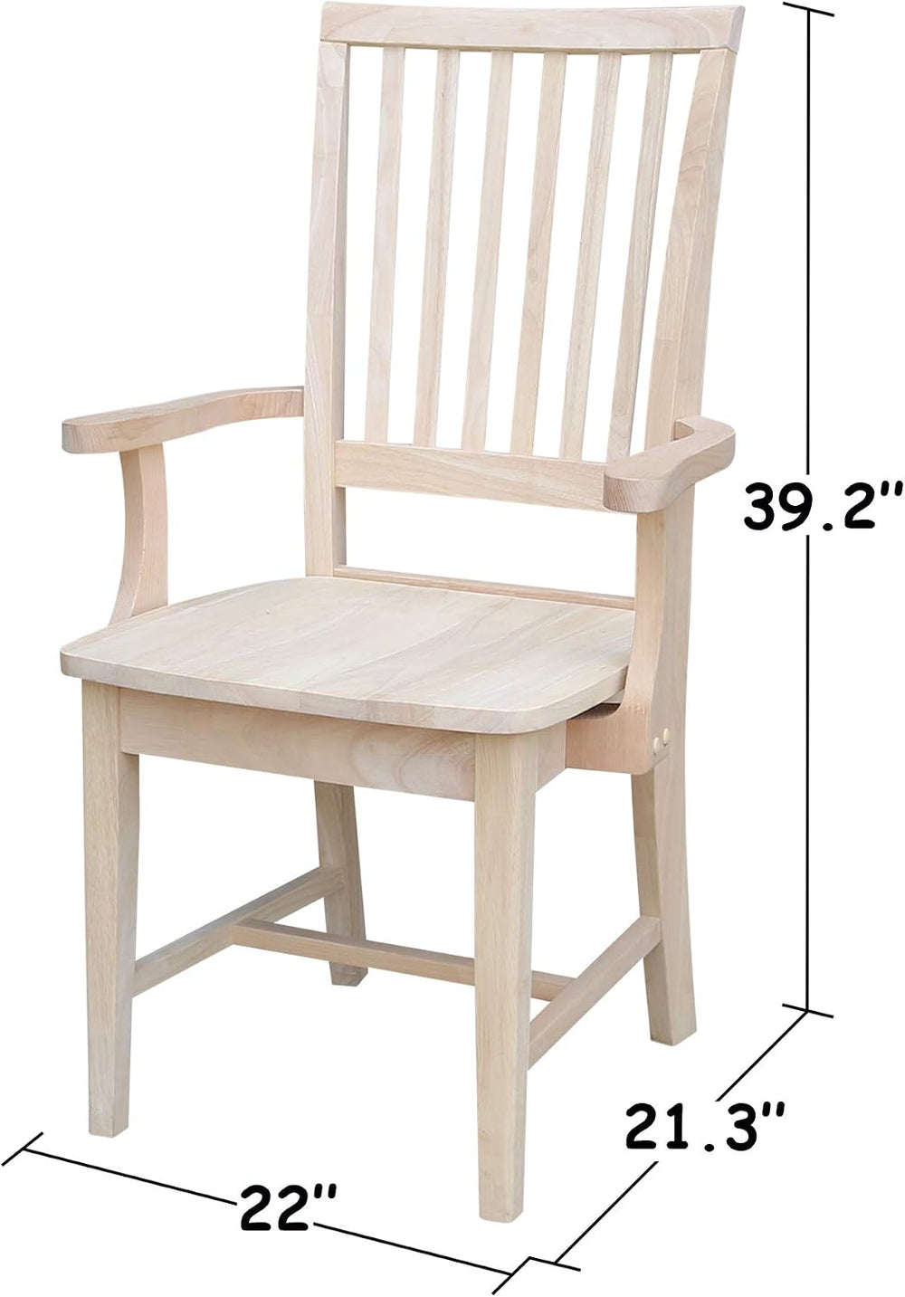 IC International Concepts Mission Arm Chair, Solid Wood, Unfinished