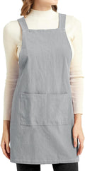 ELEZAY Aprons for Women with Pockets Plus Size Comfort Cross Back No Tie Cotton by ELEZAY