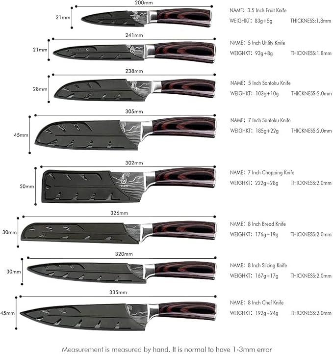 FULLHI Knife Set, Premium German Stainless Steel chef Knife Set - Image 3