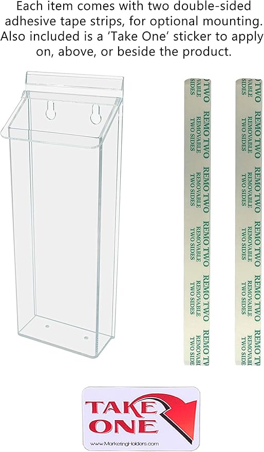 Outdoor Brochure Holder Holds 4” x 11” Tri Folds Rack Cards Wall Mount Clear - Image 3