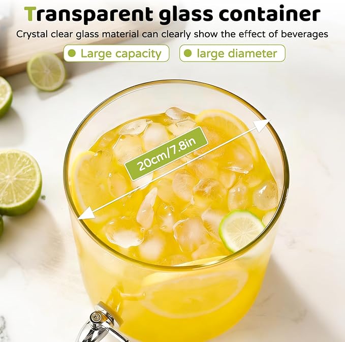 MOBYKE 2.2 Gallon Drink dispenser, Large Water Glass Beverage Dispenser - Image 4