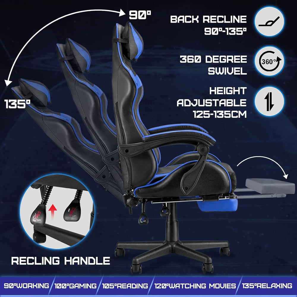 Huracan Gaming Chair with Footrest, Ergonomic Computer Chair Lumbar Support, ...