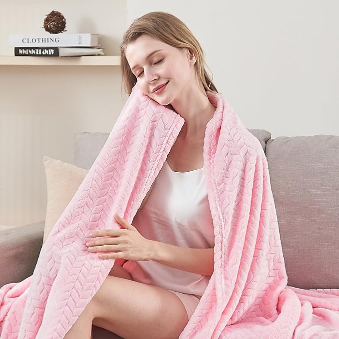 inhand Pink Fleece Twin Blanket, Super Soft Flannel Cozy Blankets - Image 6