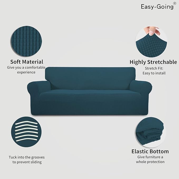 Easy-Going Stretch 4 Seater Sofa Slipcover 1-Piece Sofa Cover Furniture - Image 3