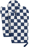 Ohocut Navy Blue Checkered Oven Mitts Heat Resistant, Vintage Retro by Ohocut